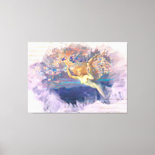 *~* Klassieke AP14 Angel Woman Fairy Gold Ephemera Canvas Afdruk