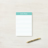Klassieke Aqua Lined Personalized Post-it Nota's Post-it® Notes (Op bureau)