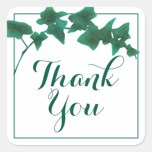 Klassieke aquarel Groene Engelse klimop Vierkante Sticker (Voorkant)