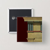  Klassieke architectuur, Temple Entablature Vierkante Button 5,1 Cm (Voorkant /achterkant)