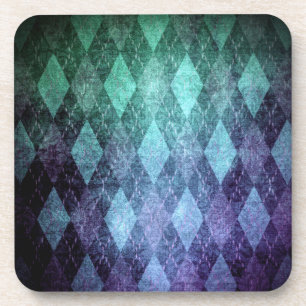 Klassieke argyle blauw groen diamantpatroon bier onderzetter