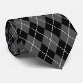 Klassieke Argyle Pattern Black White Grey Check Stropdas (Opgerold)