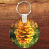 Klassieke  argyle pinecone rustieke herfst groen sleutelhanger (Voorkant)