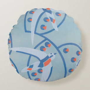 Klassieke Art Deco Jazz Pochoir Vogels Dierpatroon Rond Kussen