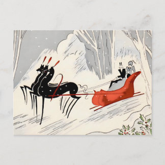 Klassieke Art Deco Kerst slee-rit kaart