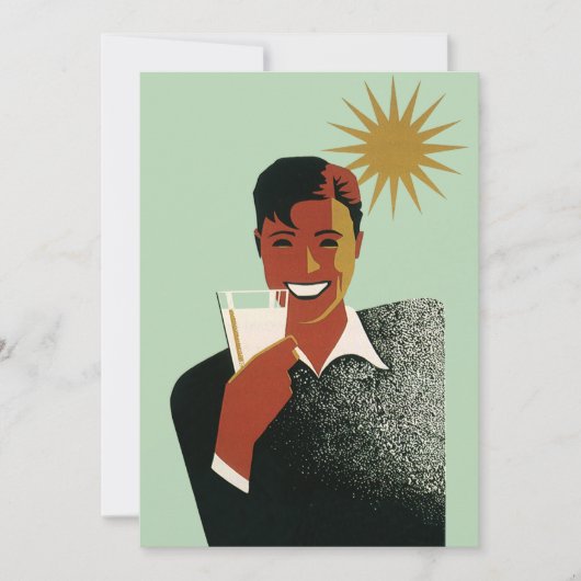 Klassieke Art Deco man, zomer achtertuin BBQ Kaart (Voorkant)