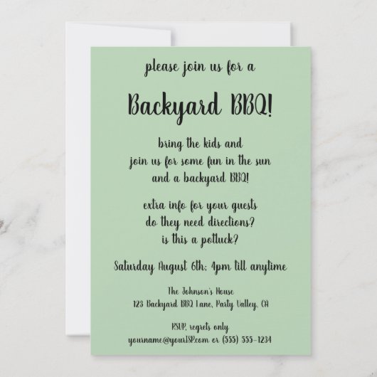 Klassieke Art Deco man, zomer achtertuin BBQ Kaart (Achterkant)