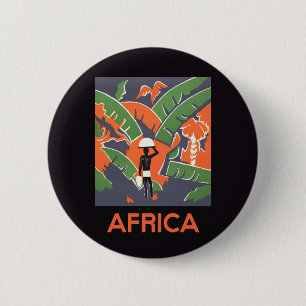 Klassieke Art Deco Reis, Inboorling in Afrikaanse Ronde Button 5,7 Cm