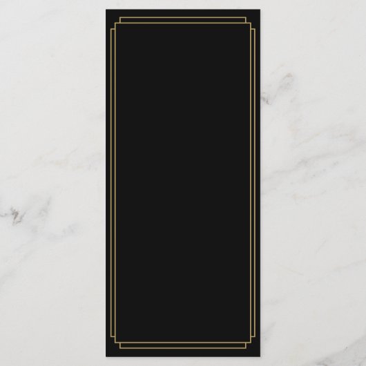 Klassieke Art Deco Zwart en Gouden Bruiloft Menu (Achterkant)