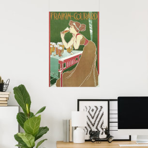 Klassieke Art Nouveau Brasserie Fraikin-Courard Bi Poster