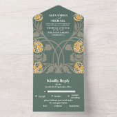 Klassieke Art Nouveau bruiloft All In One Uitnodiging (Binnen)