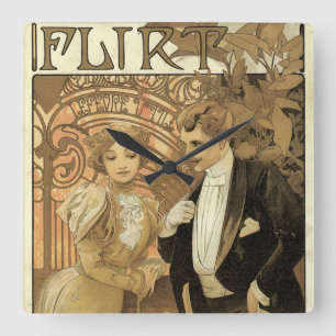 Klassieke Art Nouveau Flirt Biscuits, Alphonse Muc Vierkante Klok