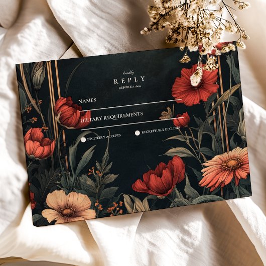 Klassieke Art Nouveau Floral Wedding RSVP Kaartje