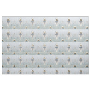 Klassieke Art Nouveau geometrische cartouches bloe Stof
