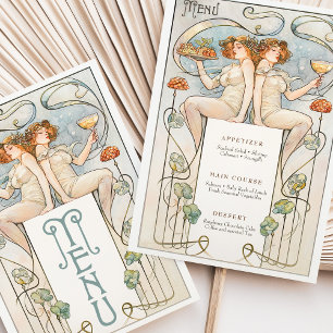 Klassieke Art Nouveau-huwelijksmenu kaart met figu