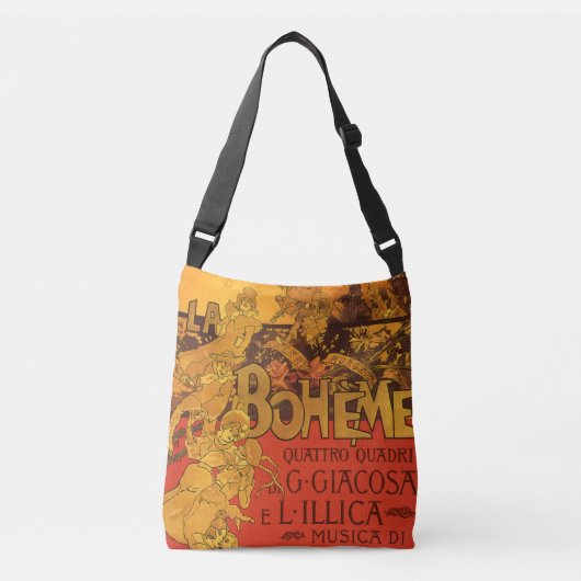 Klassieke Art Nouveau-muziek, La Boheme-opera, 189 Crossbody Tas (Voorkant)