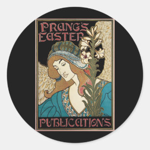 Klassieke Art Nouveau, Prang's Pasen-publicaties Ronde Sticker