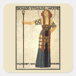 Klassieke Art Nouveau Richard Strauss-Woche, Münch Vierkante Sticker