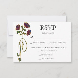 Klassieke Art Nouveau Vet Gedekte Toon Bloemen Maa RSVP Kaartje