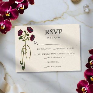 Klassieke Art Nouveau Vet Gedekte Toon Bloemen Maa RSVP Kaartje