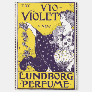 Klassieke Art Nouveau Vrouw Paarse Bloemen Kunstwe Magneet