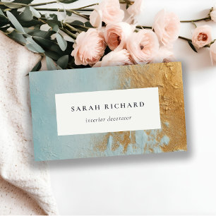 Klassieke Artistieke Aqua Blue Gold Oil Paint Text Visitekaartje