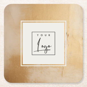 Klassieke Artistieke Beige Gold Oil Paint Texture Vierkante Kartonnen Onderzetter