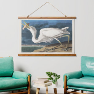 Klassieke Audubon Grote Witte Reiger Vogel Kunst Hangend Wandkleed