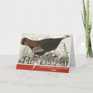 Klassieke Audubon Wilde Kalkoen Hen & Jong Kunst Feestdagen Kaart