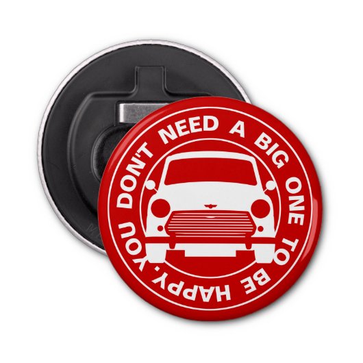 Klassieke Austin Mini Cooper auto Button Flesopener (Voorkant)
