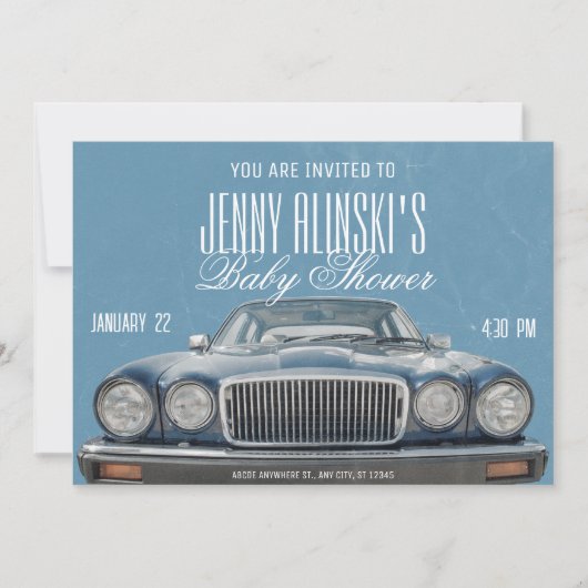 Klassieke auto baby shower Invitation Kaart (Voorkant)