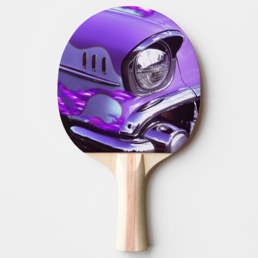 Klassieke auto: Chevrolet met brandende kap Tafeltennisbatje (Voorkant)