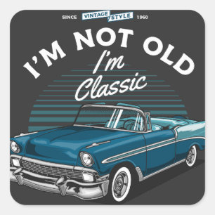 KLASSIEKE AUTO CHEVY BEL AIR CABRIOLET 1956 VIERKANTE STICKER