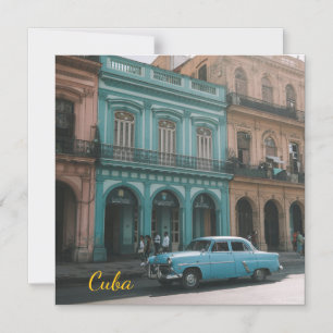 Klassieke auto in vintage teal Oude Havana Cuba Ko Magnetische Uitnodiging