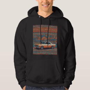 Klassieke auto met abstract woestijnlandschap hoodie