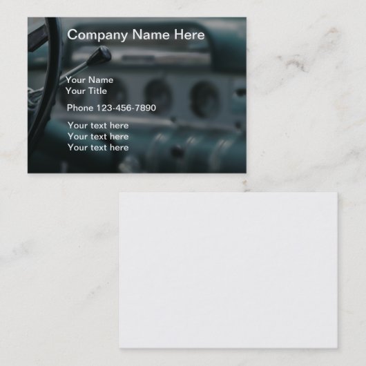 Klassieke auto met autowrak visitekaartje (Voorkant / Achterkant)
