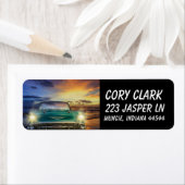 KLASSIEKE AUTO OCEAN BEACH RETOURADRES LABELS (Insitu)