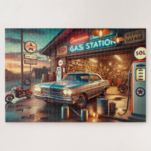 Klassieke Auto Oude Benzinepomp Legpuzzel