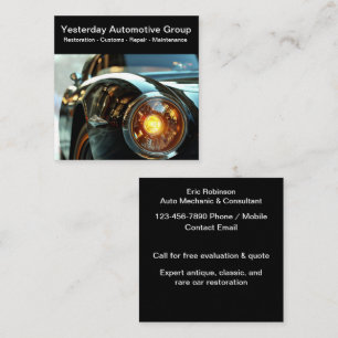 Klassieke auto restauratie Mechanische Visitekaart Vierkante Visitekaartje
