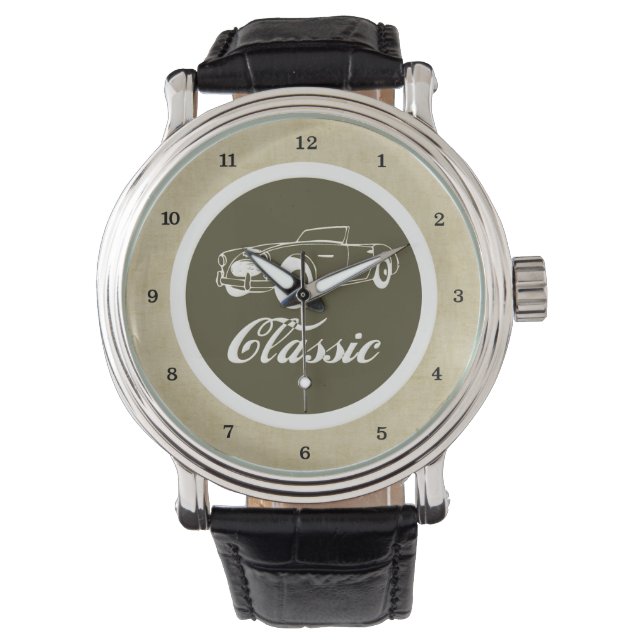 Klassieke Auto Retro Automobiel 1950s Convertible Horloge (Voorkant)