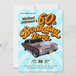 Klassieke Auto Retro Fun 60e Verjaardagsfeestje Kaart