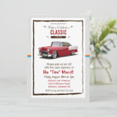 Klassieke auto Retro Pensioen Uitnodiging (Staand voorkant)