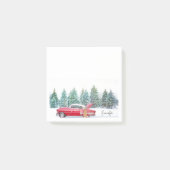 Klassieke auto-sneeuwslee met naam Kerstman-kousvu Post-it® Notes (Voorkant)