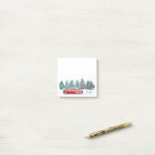 Klassieke auto-sneeuwslee met naam Kerstman-kousvu Post-it® Notes (Op bureau)