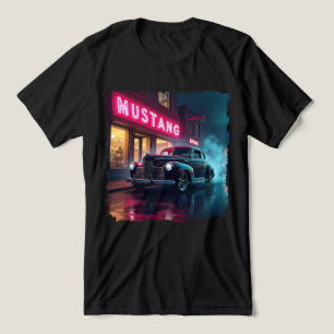 Klassieke auto uit de jaren 40 onder neonlicht Tri-Blend shirt