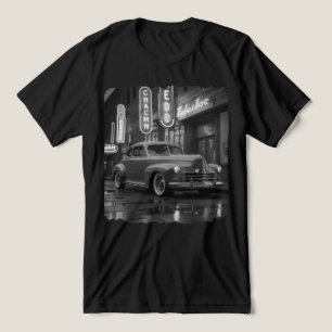Klassieke auto uit de jaren 40 onder neonlichten Tri-Blend shirt