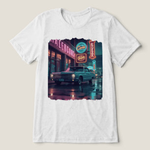 Klassieke auto uit de jaren 40 onder neonlichten Tri-Blend shirt