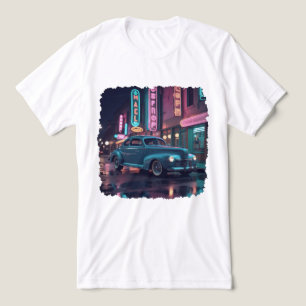 Klassieke auto uit de jaren 40 onder neonlichten Tri-Blend shirt