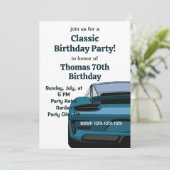 klassieke auto verjaardagsfeestje kaart (Staand voorkant)