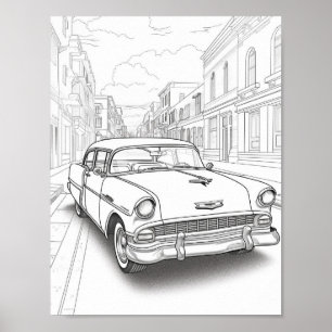 Klassieke auto volwassen kleuren poster